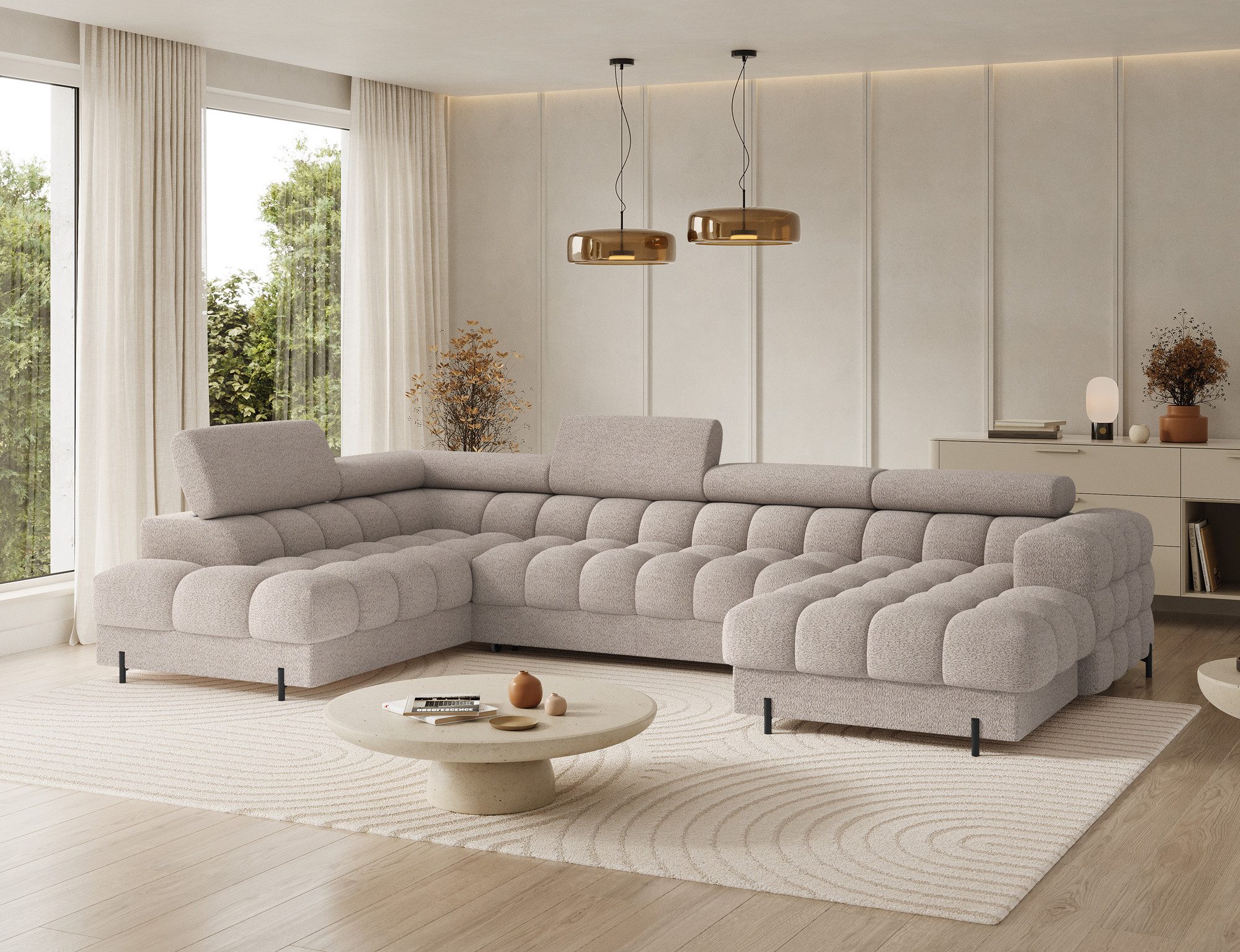 MOEBLO Ecksofa Vinca, Modernes U-Form Sofa mit Schlaffunktion, großem Staur günstig online kaufen
