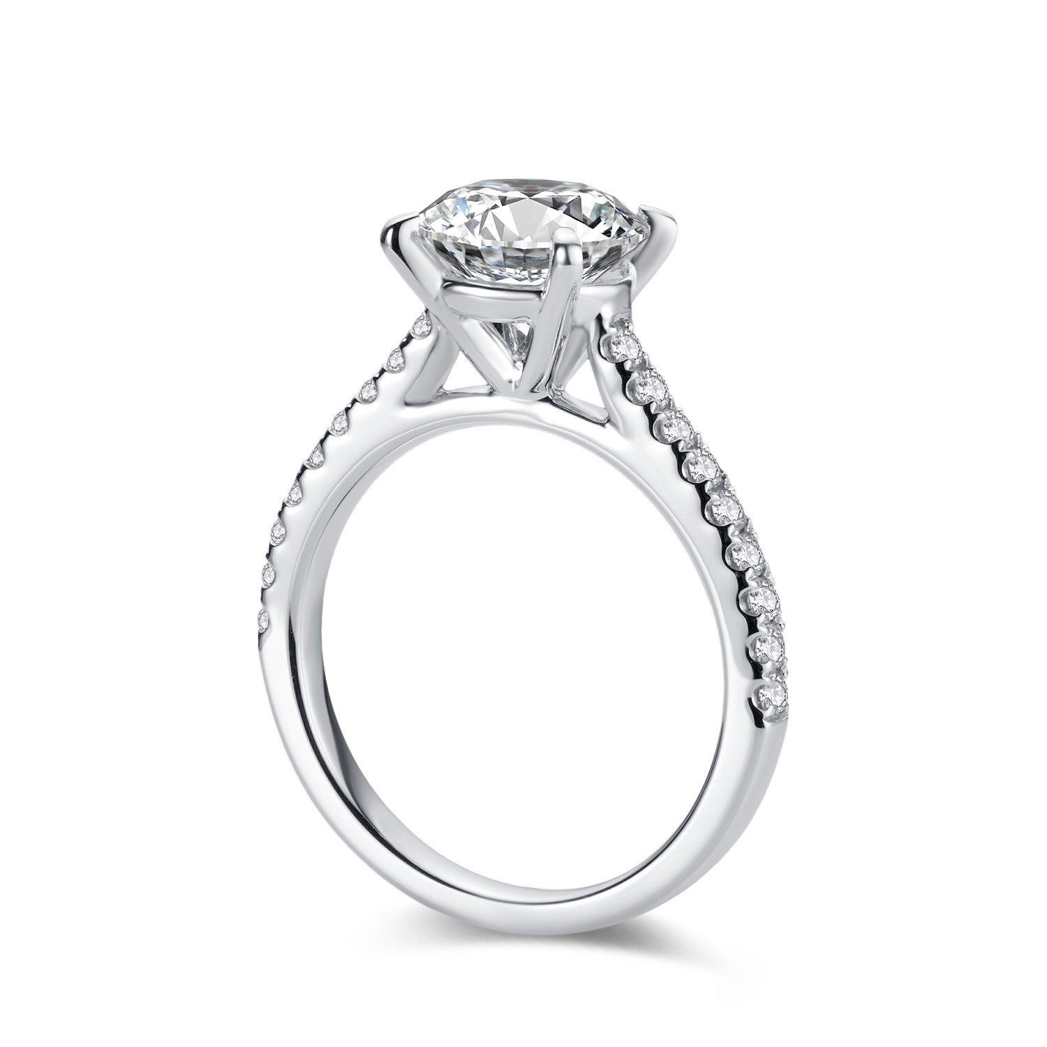 Sternvoll Verlobungsring Solitär-Ring Goldring 2,38 ct Labordiamant IGI-zertifiziert 18K Gold, Solitär, Pavé-Schiene, 4er-Krappe, IGI-zertifiziert, 18K Gold