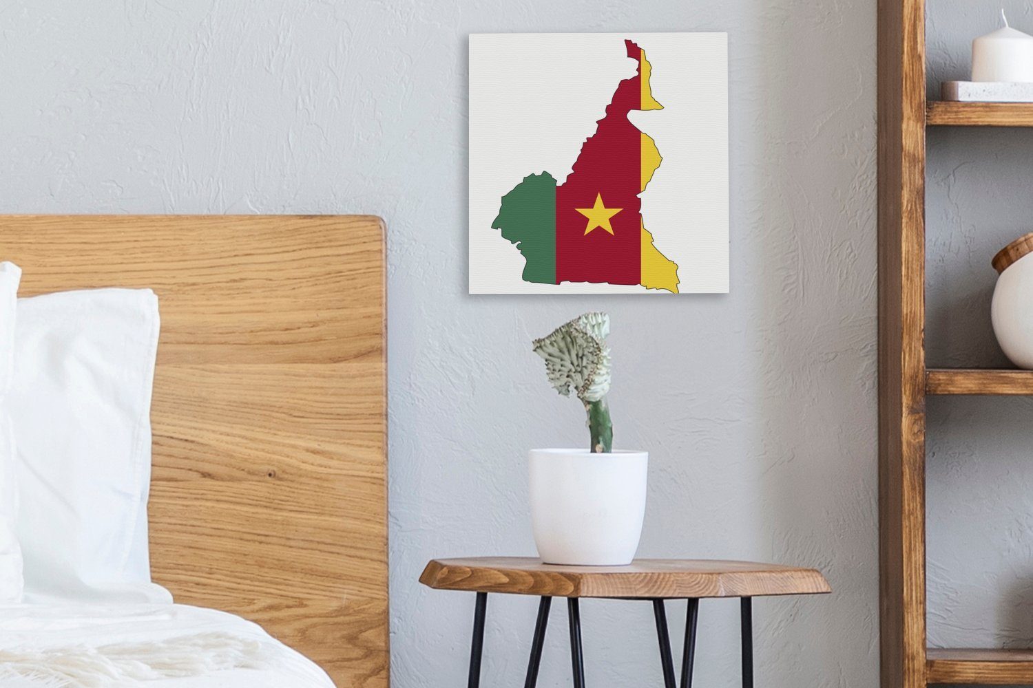 OneMillionCanvasses® der Schlafzimmer Bilder (1 St), von Leinwand für Kamerun, Wohnzimmer Karte Illustration Leinwandbild