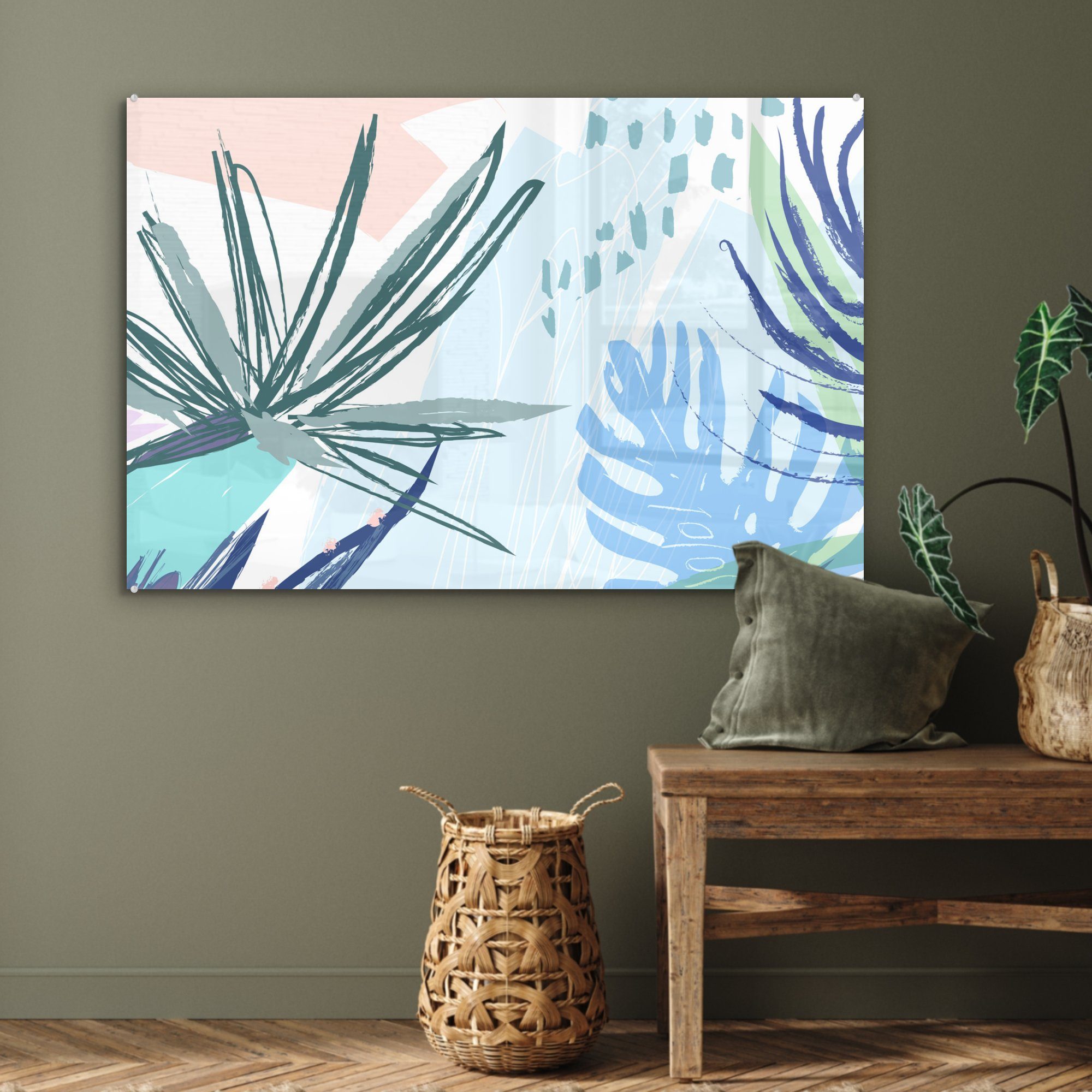 St), Acrylglasbilder (1 Pflanze Wohnzimmer - MuchoWow - Sommer - Farbe, Acrylglasbild Tropisch & Schlafzimmer