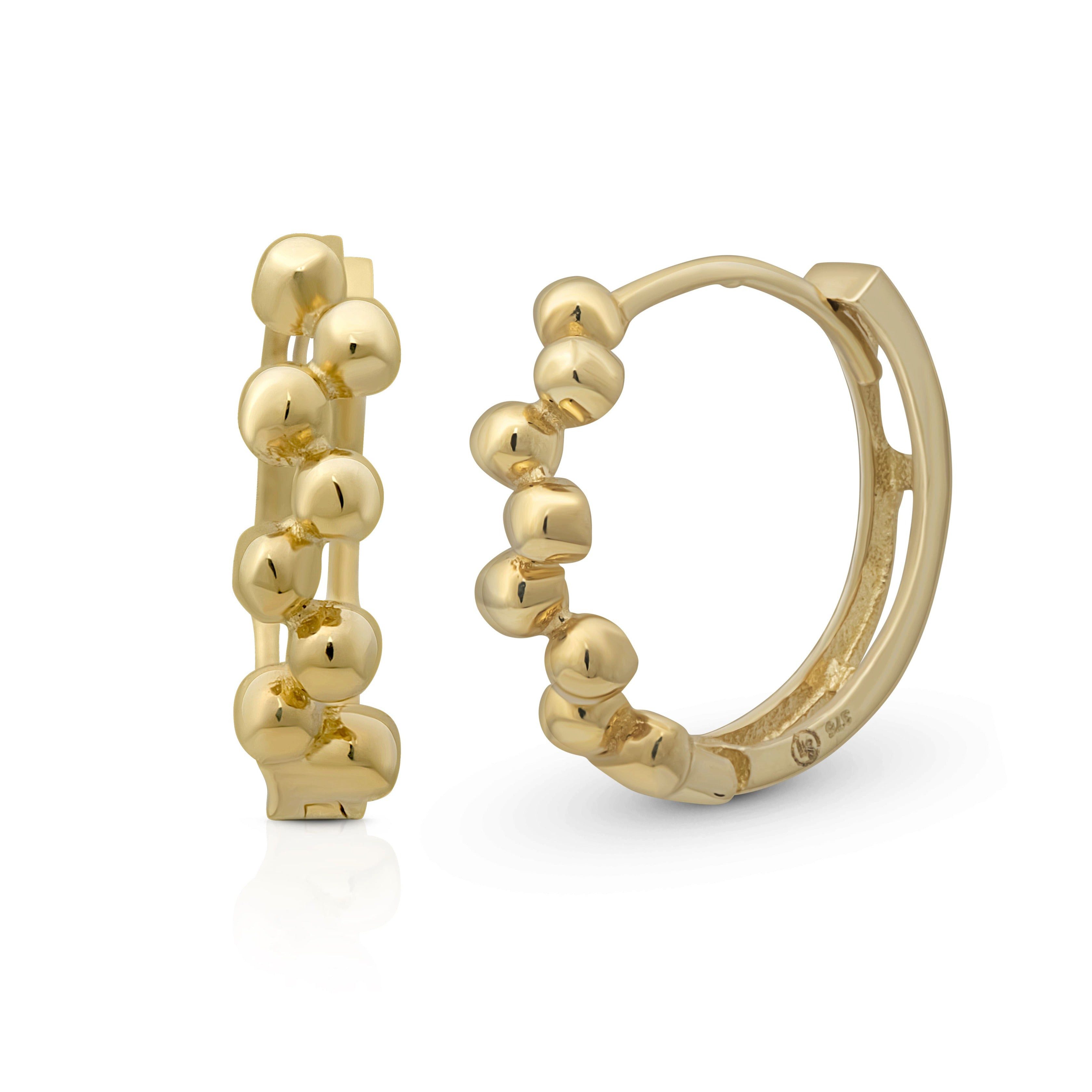 Suzan Gold Creolen-Set 375er Gold Huggies – Popcorn Creolen im Kugeldesign, günstig online kaufen