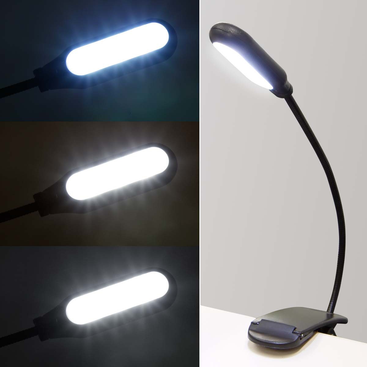 McPower LED Klemmleuchte LED Klemmleuchte/Leseleuchte 3 Farben, Batteriebet, kaltweiß,warmweiß,neutralweiß