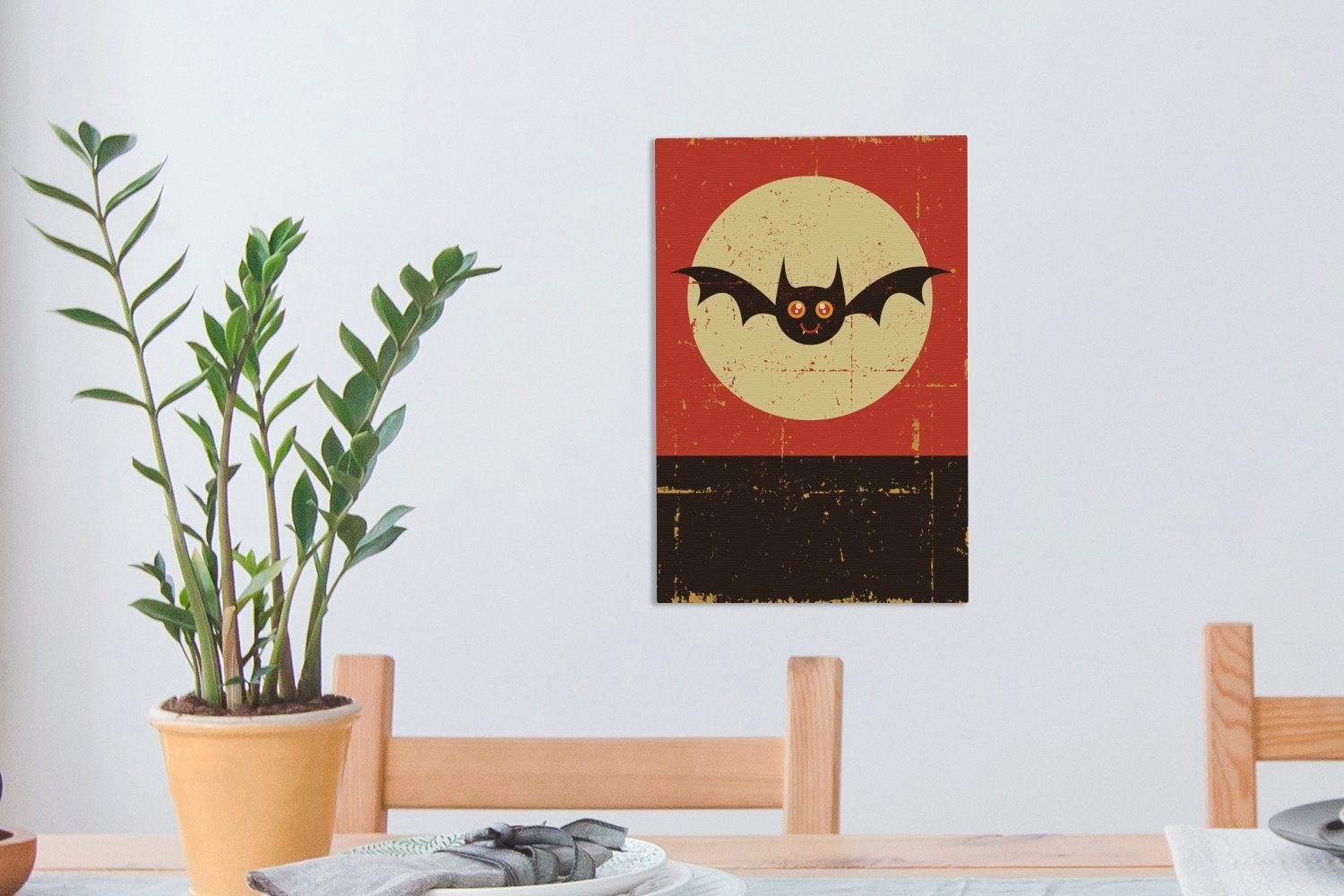 OneMillionCanvasses® Leinwandbild Illustration einer Fledermaus bespannt (1 inkl. Zackenaufhänger, fertig einer Leinwandbild Gemälde, cm Wand, an 20x30 St)