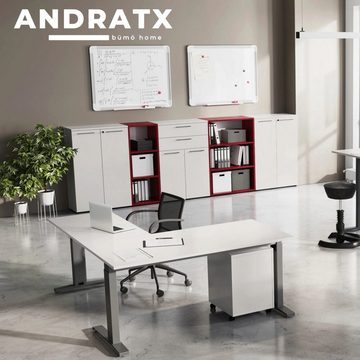 bümö Aktenschrank Andratx Büroschrank mit 2 Schubladen & 2 Ordnerhöhen, Dekor: Graphit-Eiche