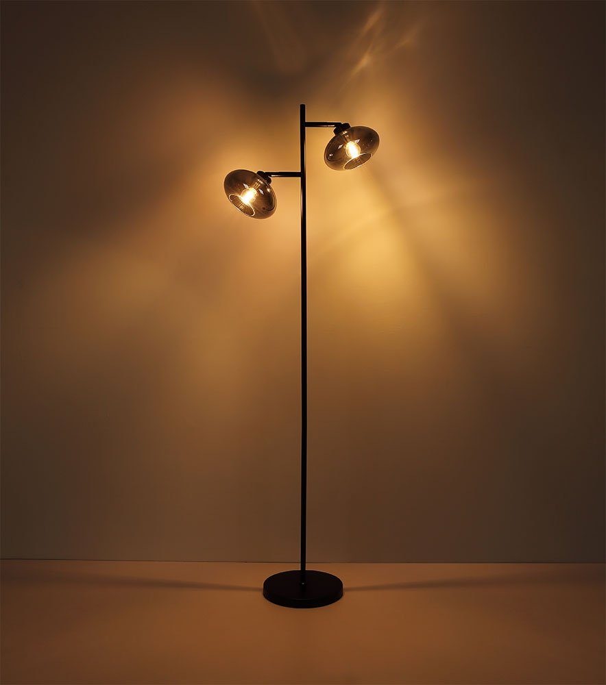 etc-shop Stehlampe, Leuchtmittel nicht inklusive, Stehleuchte Wohnzimmerleuchte Spotlampe schwenkbar Stehlampe 2 schwarz