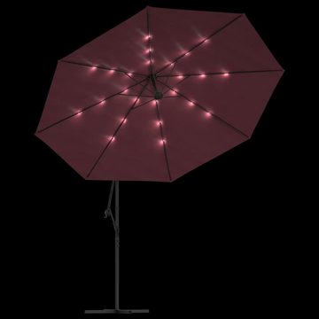 vidaXL Balkonsichtschutz Ampelschirm mit LED-Leuchten Bordeauxrot 350 cm