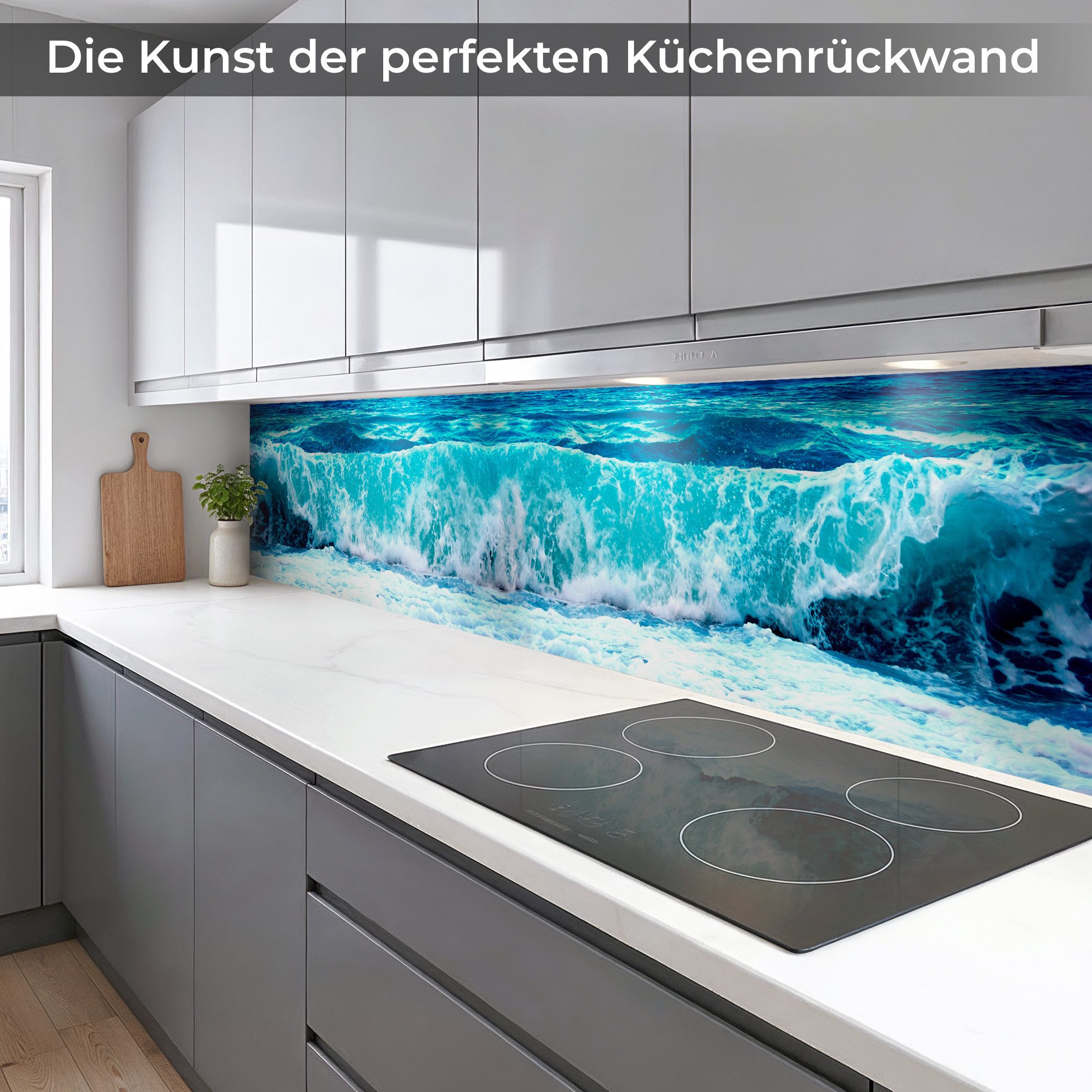 Rodnik Küchenrückwand Ozeanwelle, monolithische ABS-Platte mit Direktdruck, formstabil und langlebig