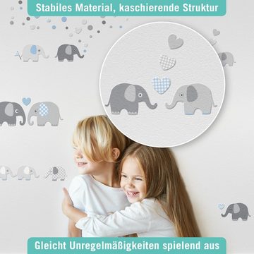 lovely label Wandsticker Elefanten blau/grau - Wandtattoo Kinderzimmer Baby