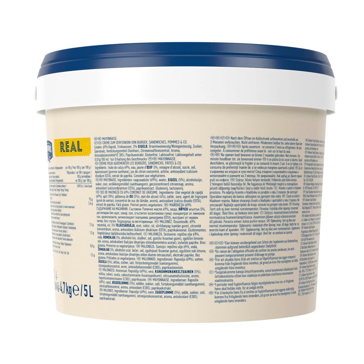 HELLMANN'S Saucen, Hellmann's Real Mayonnaise reichlich cremige Konsistenz 5 Liter