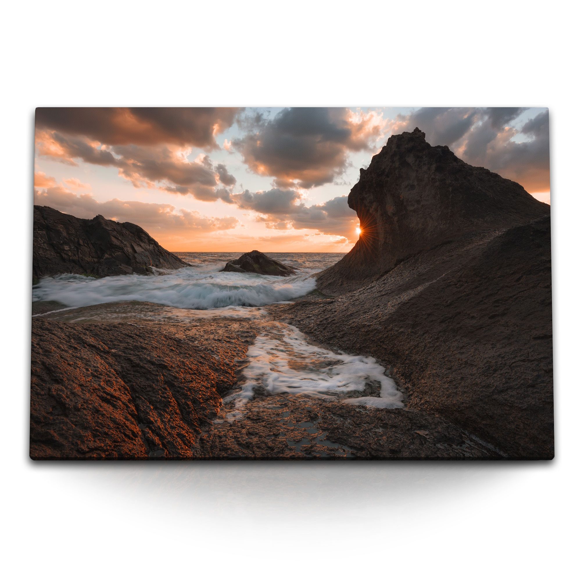 Leinwandbild 120x80cm Wandbild auf Leinwand Rezovo Bulgarien Meer Felsenstrand Sonn