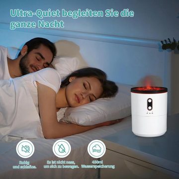 yozhiqu Luftbefeuchter Vulkan-Luftbefeuchter, Aromatherapie-Diffusor für zu Hause (450 ml), 2 Farben und 2 Nebelmodi, automatische Abschaltung ohne Wasser