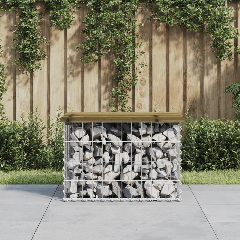 vidaXL Gartenbank Gartenbank aus Gabionen 63x44x42 cm Kiefernholz Imprägniert (1-St)
