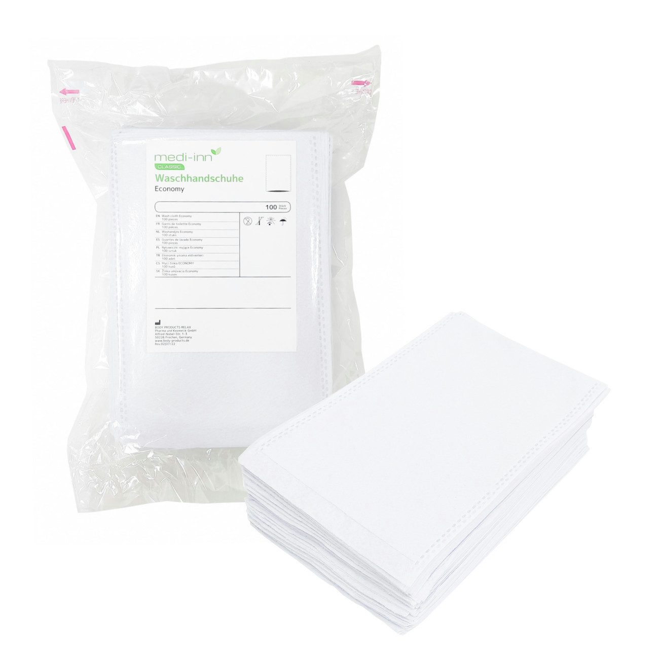 Medi-Inn Waschlappen Waschhandschuhe Economy 100er Pack, (N15547-KUG)