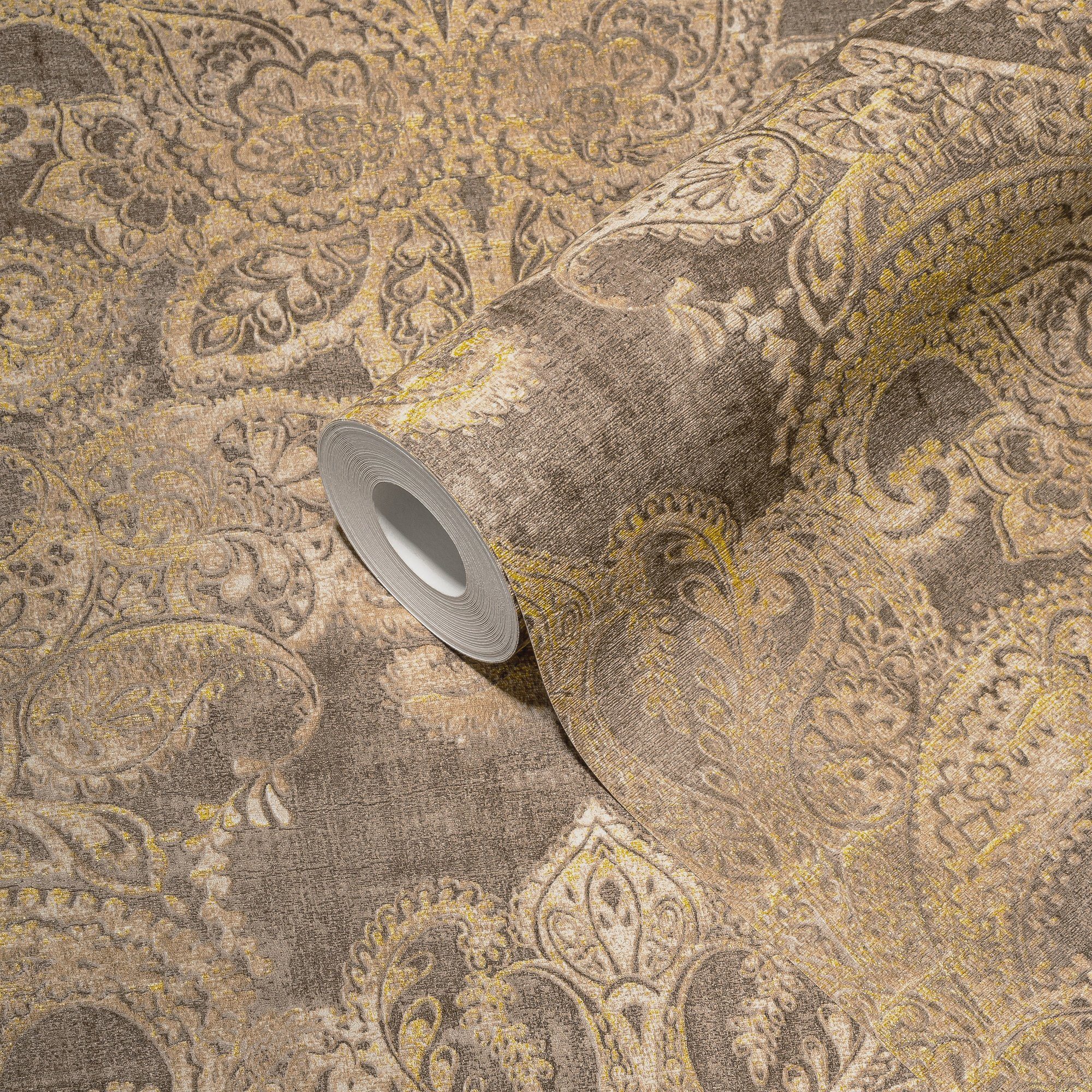 living walls Vliestapete Metropolitan Stories. Travel Styles. Tapete mit Ornamenten, leicht strukturiert, matt, gemustert, neutral, (1 St), Ornament-Tapete Klassisch Elegant Vintage-Optik Barock Tapeten modern