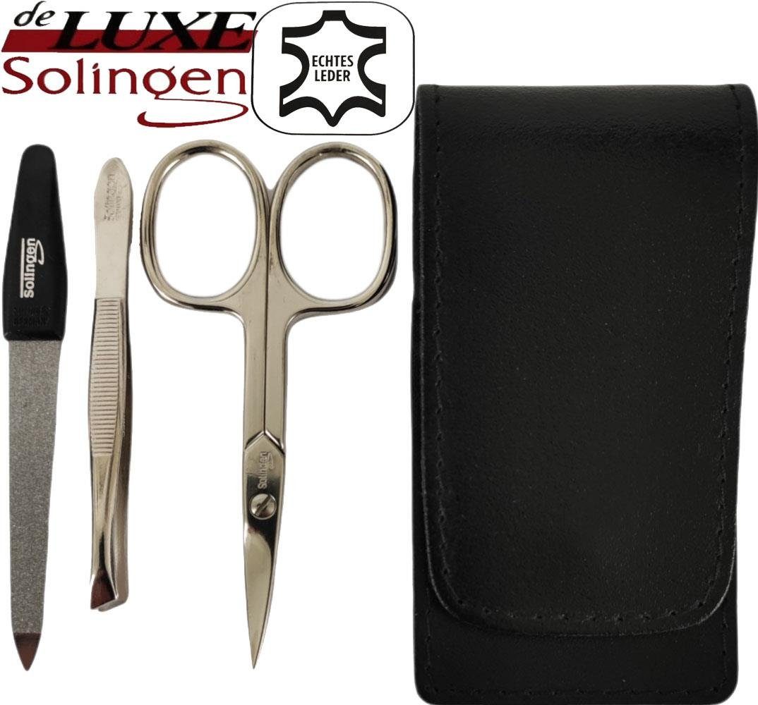 Solingen echtes Set EloModa Maniküre Etui mit 3 tlg. Nagelschere, 3-tlg Maniküre-Etui Leder