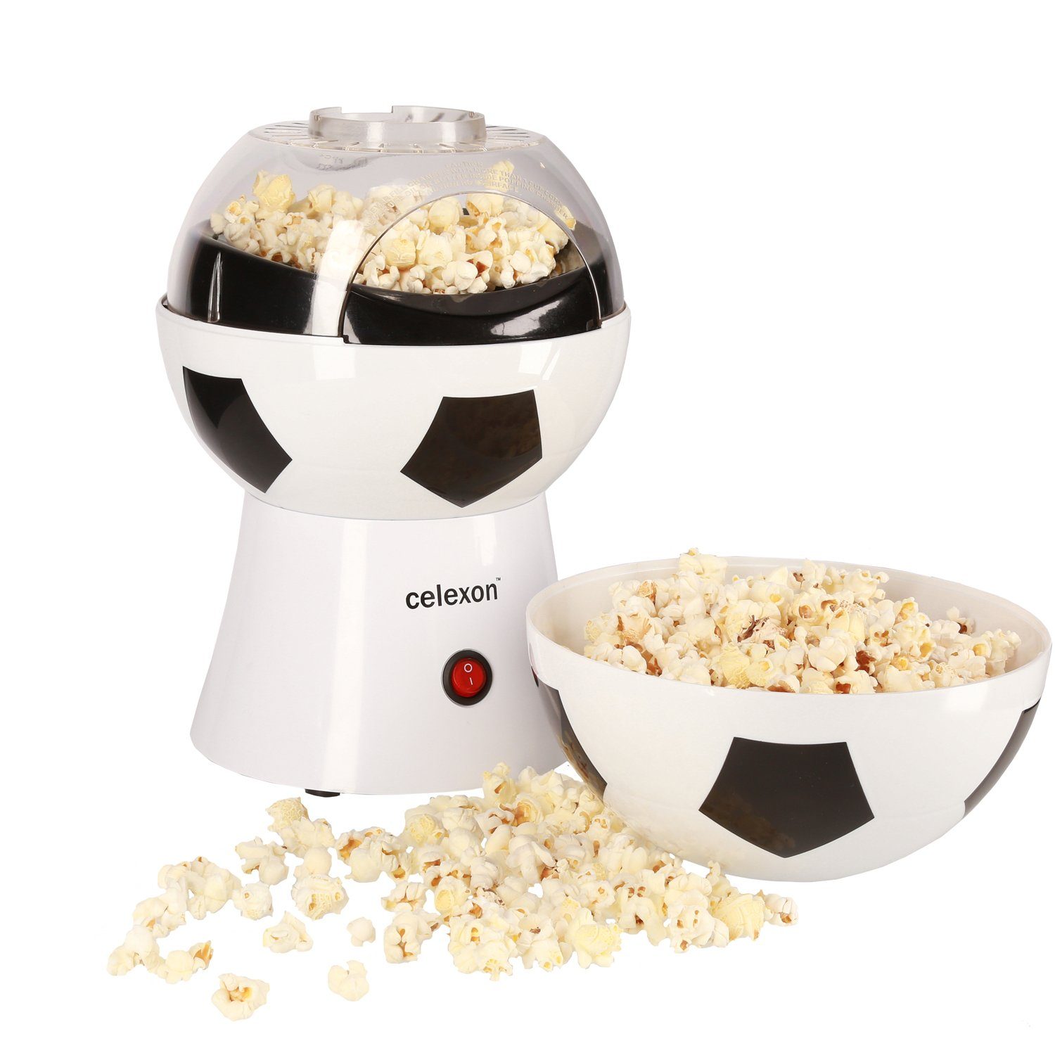 Füllmenge Popcornmaschine 60g, Watt, 1200 SP10, SoccerPop Weiß 20x20x29 cm, Celexon