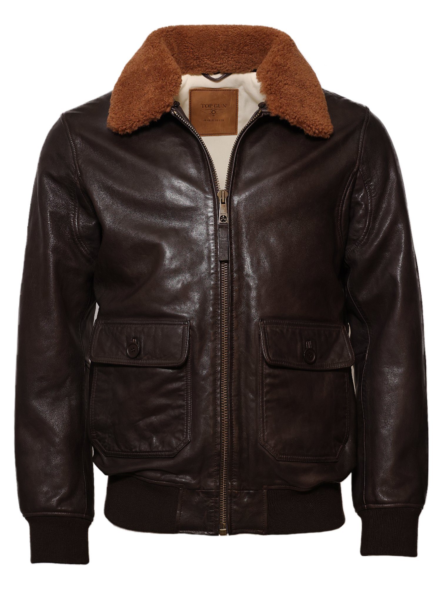 TOP GUN Lederjacke brown