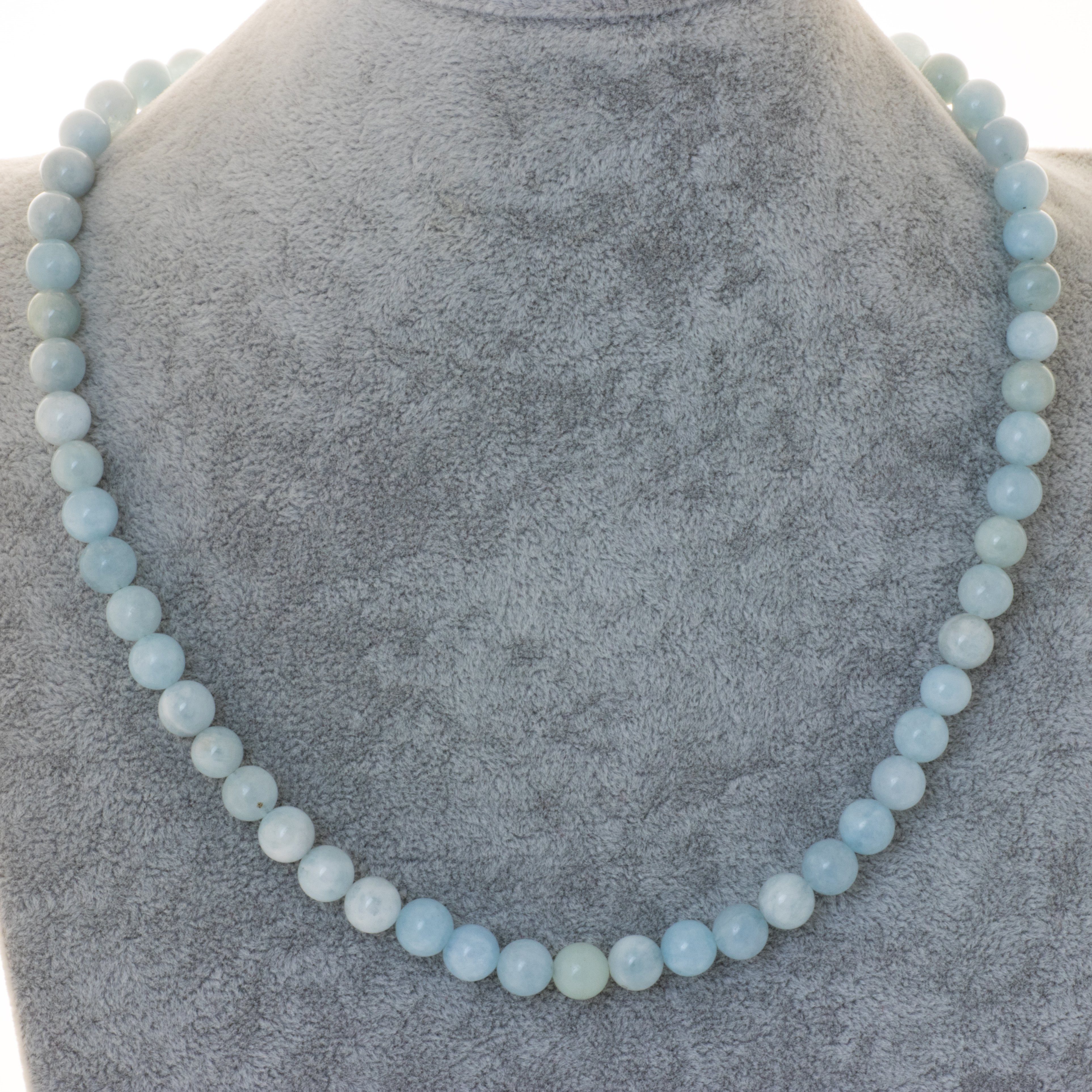 Bella Carina Perlenkette Edelstein Kette mit Aquamarin Perlen 8 mm Durchmes günstig online kaufen