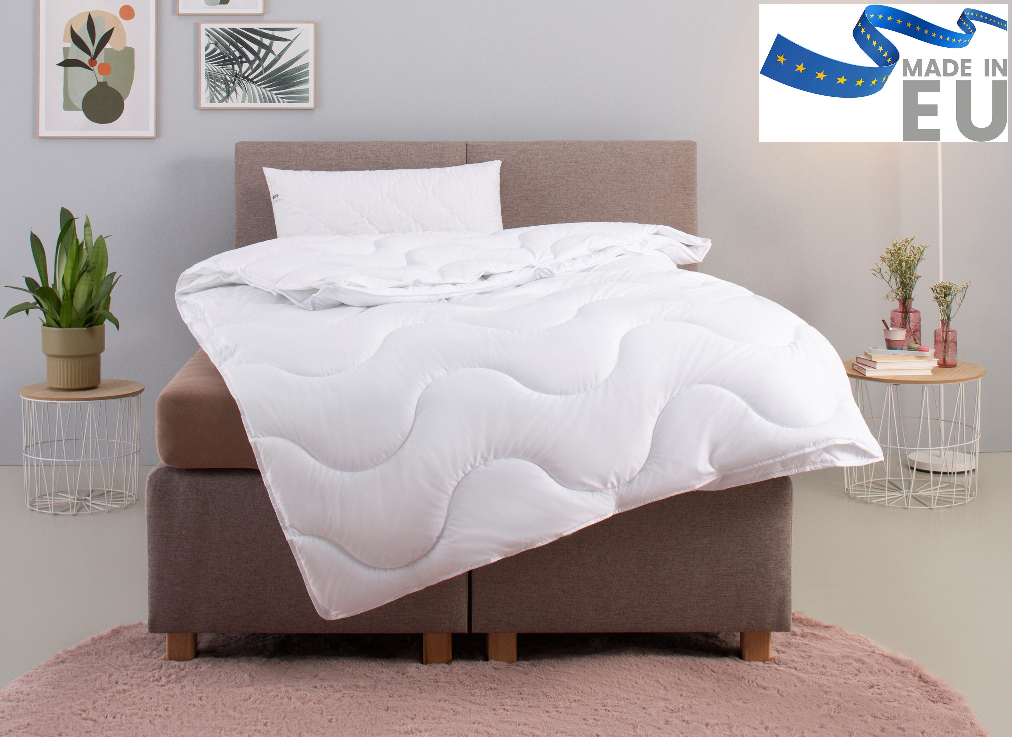 OTTO home Microfaserbettdecke + Microfaserkissen Mailo, Bettdecke 135x200 cm, 155x220 cm, Bezug: weich, 2-tlg., Set mit Kissen 80x80 cm, Sommer, Winter