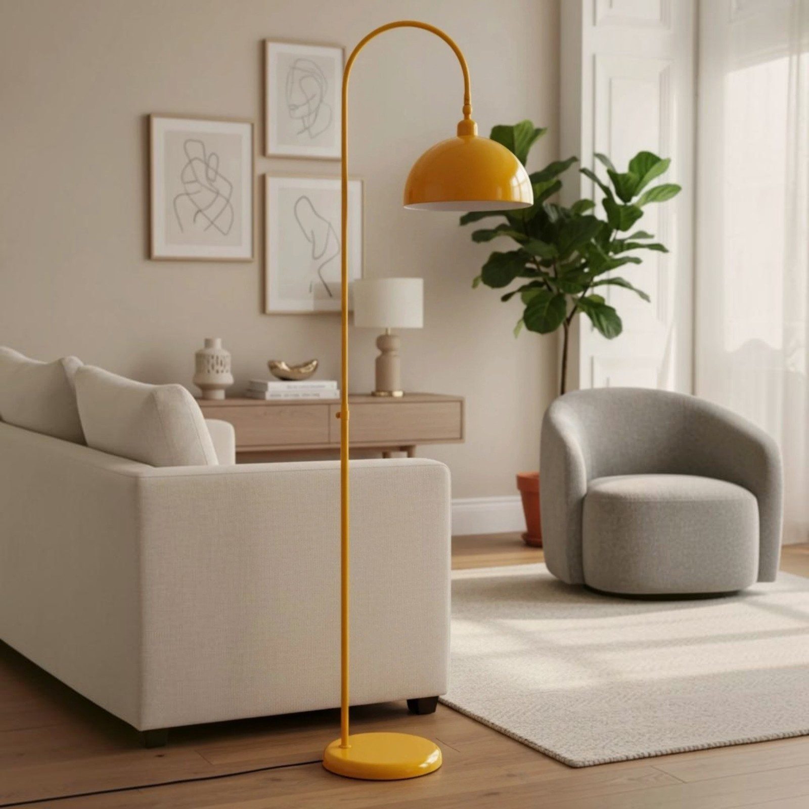 Bamyum Stehlampe Moderne Metall Stehlampe mit Dimmer, ohne Leuchtmittel, verstellbarer Lampenschirm