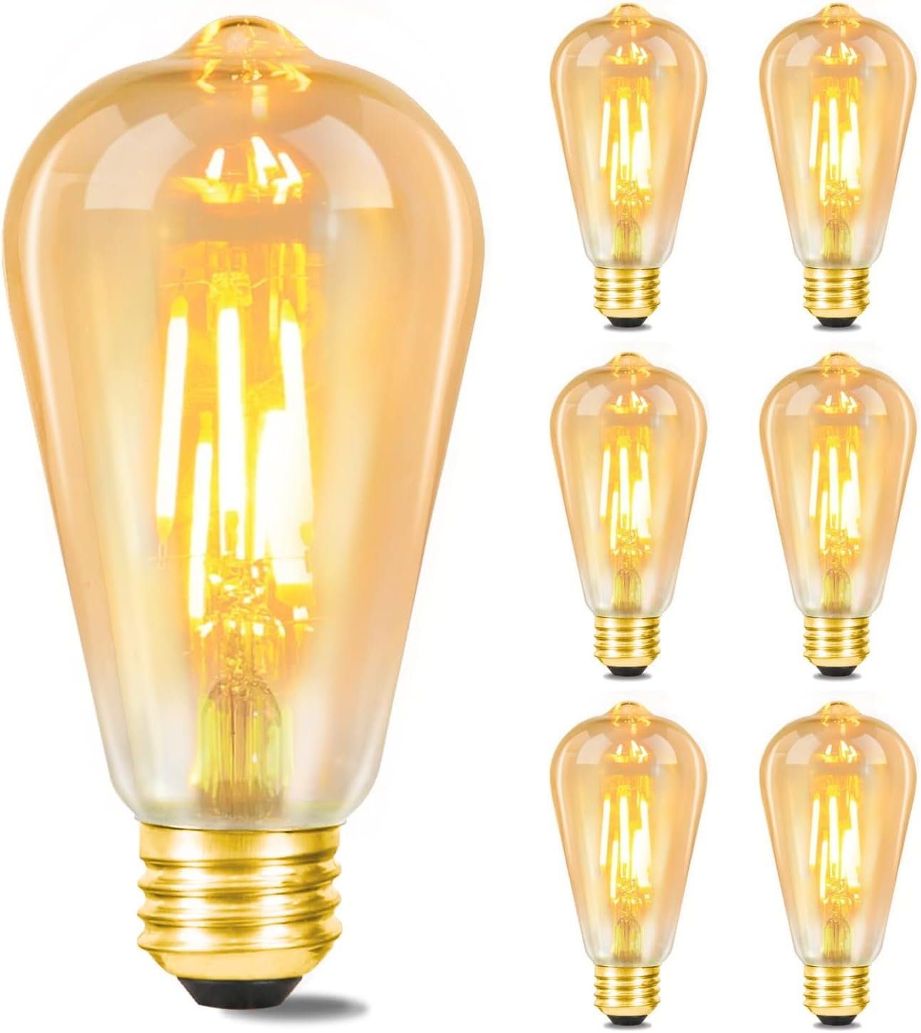 Nettlife LED-Leuchtmittel 6er LED Retro Glühlampe E27 Edison Glühbirne 4W Antike LED Filament, E27, 6 St., Warmweiß, für Nostalgie & Retro Beleuchtung im Haus Café Restaurant Braun