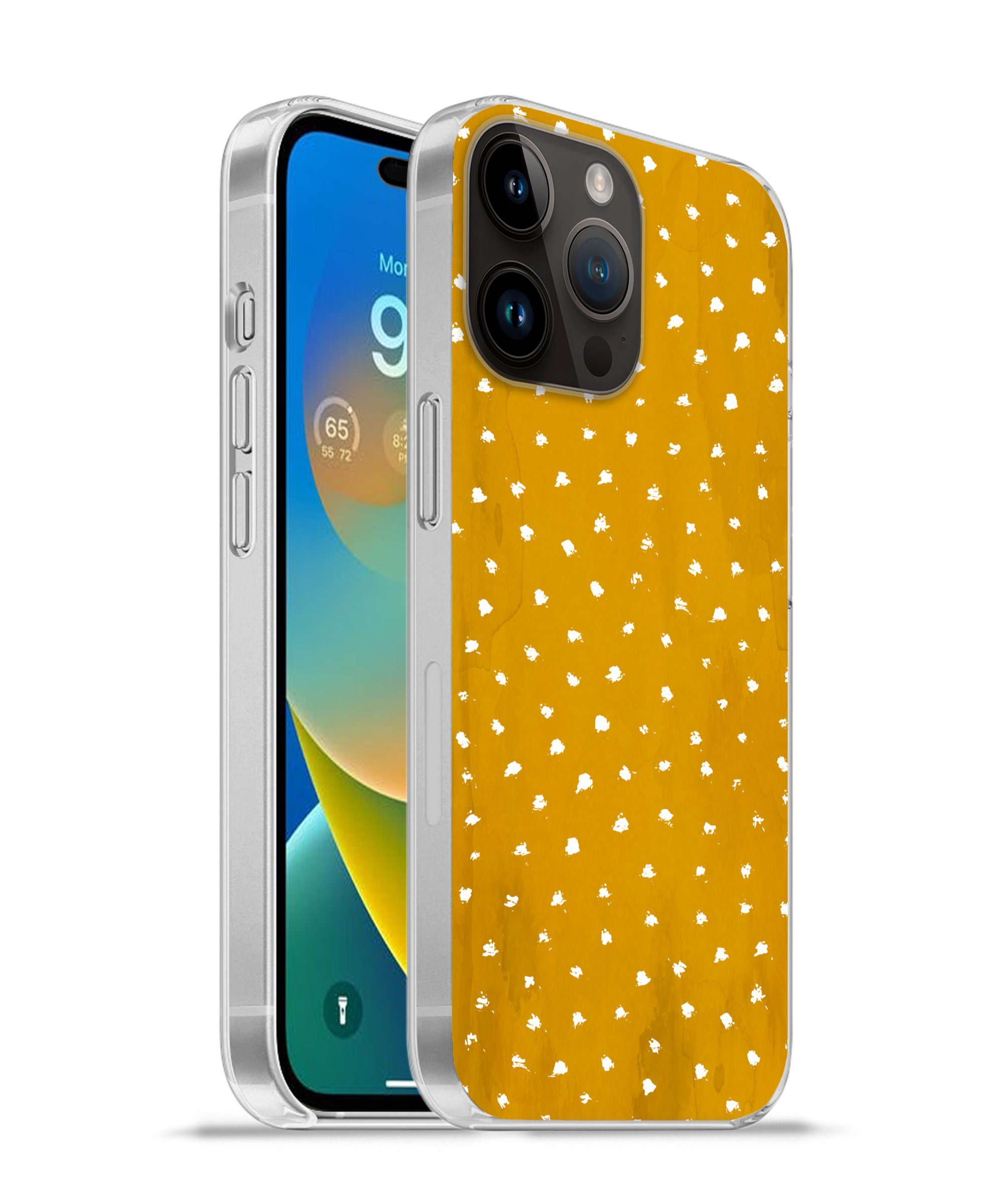 MuchoWow Handyhülle für Apple iPhone 14 Pro Max Tupfen - Orange - Weiß, Smartphone-Bumper, Print, Handy Schutzhülle Dünn