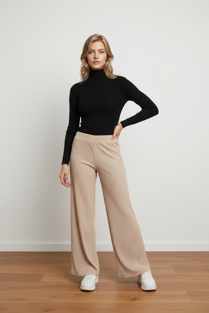 Zuckerwatte Cordhose Palazzo Hose in Cordoptik weich und bequem