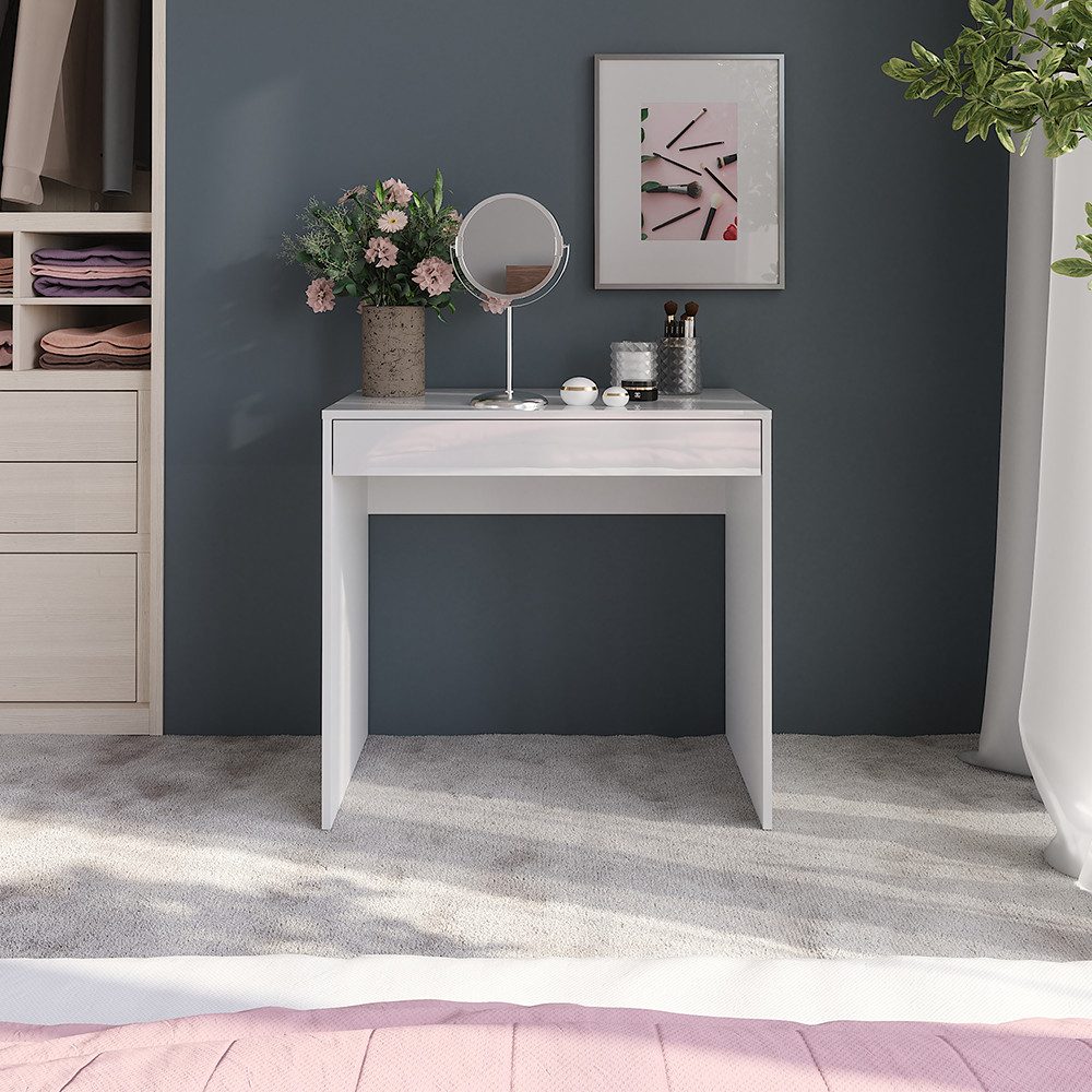 Vicco Schminktisch Sherry, Weiß/Weiß Hochglanz, 81.4 cm günstig online kaufen