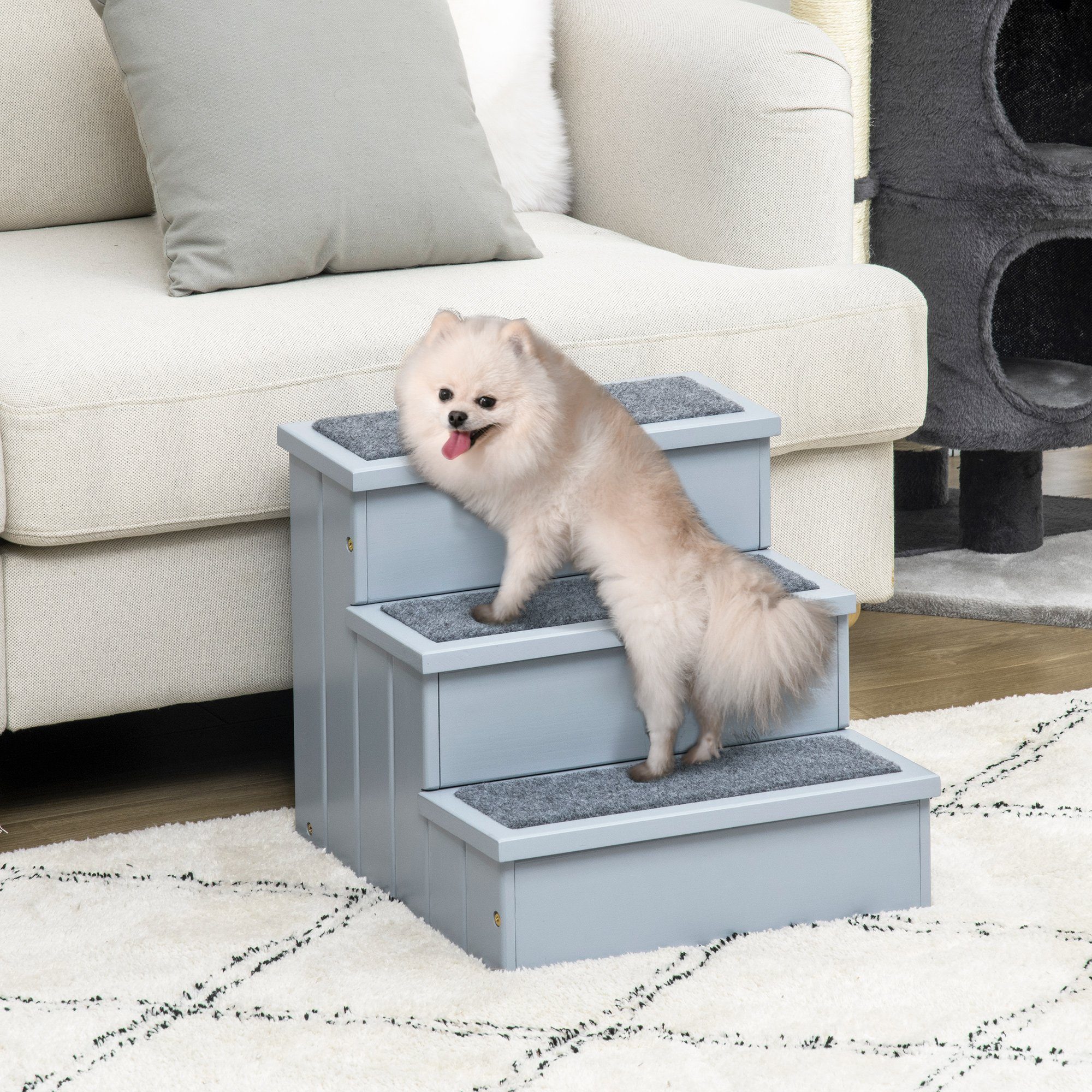 PawHut Haustiertreppe 3 Stufen Tiertreppe Katzentreppe günstig online kaufen