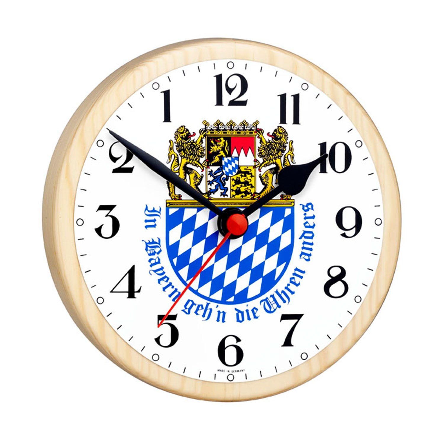 Selva Technik Wanduhr Bayernuhr mit Wappen - Rückwärtsläufer-Uhr