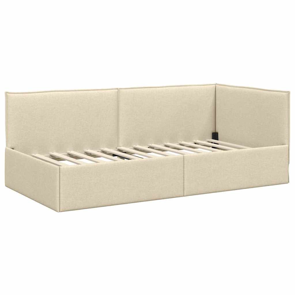 vidaXL Bett Eckbettgestell mit Kopfteil Creme günstig online kaufen