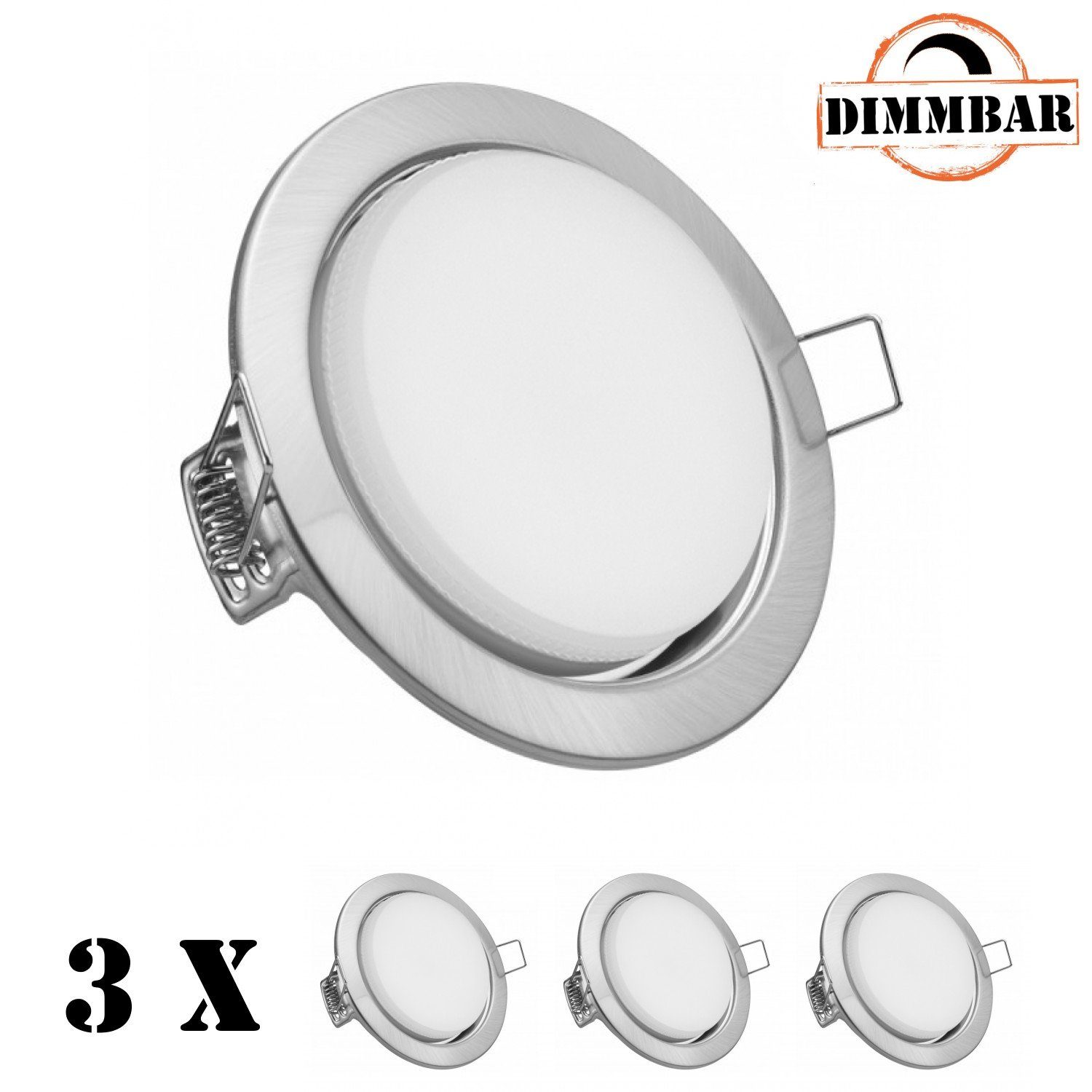 LEDANDO LED Einbaustrahler 3er GX53 LED Einbaustrahler Set - 4000 K (neutralweiß) - in edelstahl