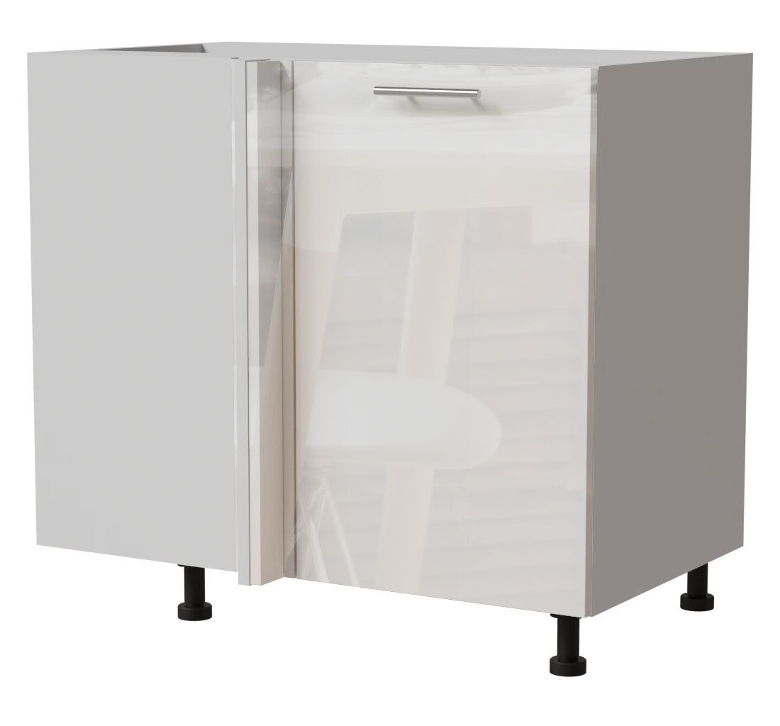 Feldmann-Wohnen Eckschrank Essen (D13U/90, 1-türig, 1 Einlegeboden, 1-St., moderne Optik, lackierte Fronten) 90x50x82cm weiß - weiß Hochglanz (ES-D13U)