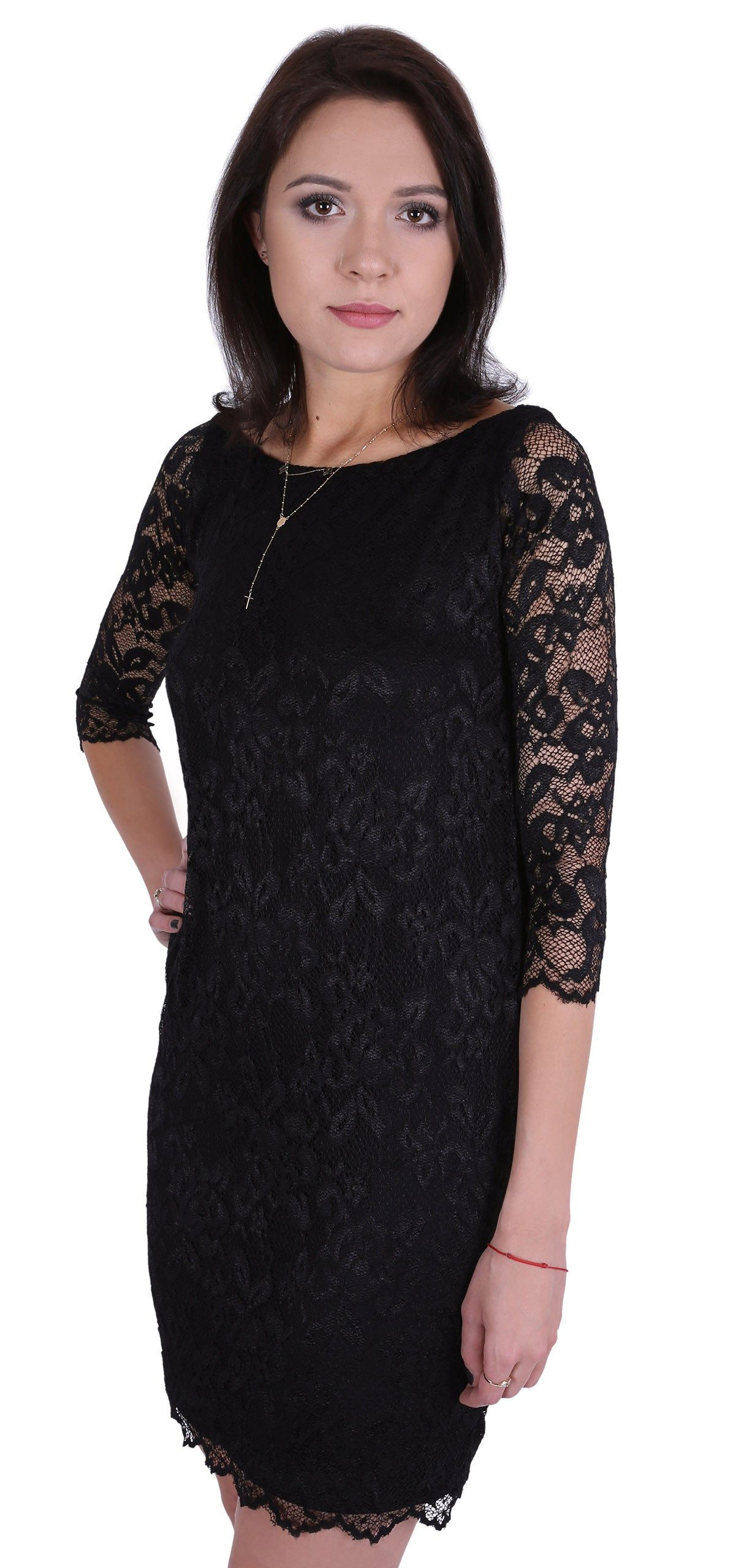 Sarcia.eu Minikleid Schwarzes Mini Spitzenkleid John Zack L günstig online kaufen