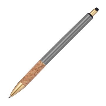 Livepac Office Kugelschreiber Touchpen Metall-Kugelschreiber mit Korkgriffzone / Farbe: grau
