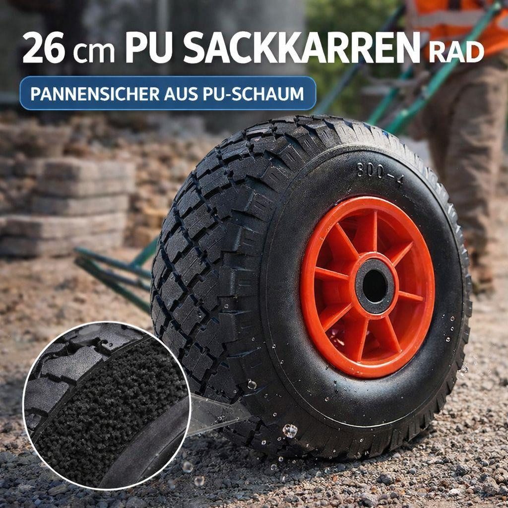 ESTEXO Ersatzrad Sackkarrenrad PU 3.00-4 Reifen Ø 260 mm Vollgummi Sackkarre Nadellag