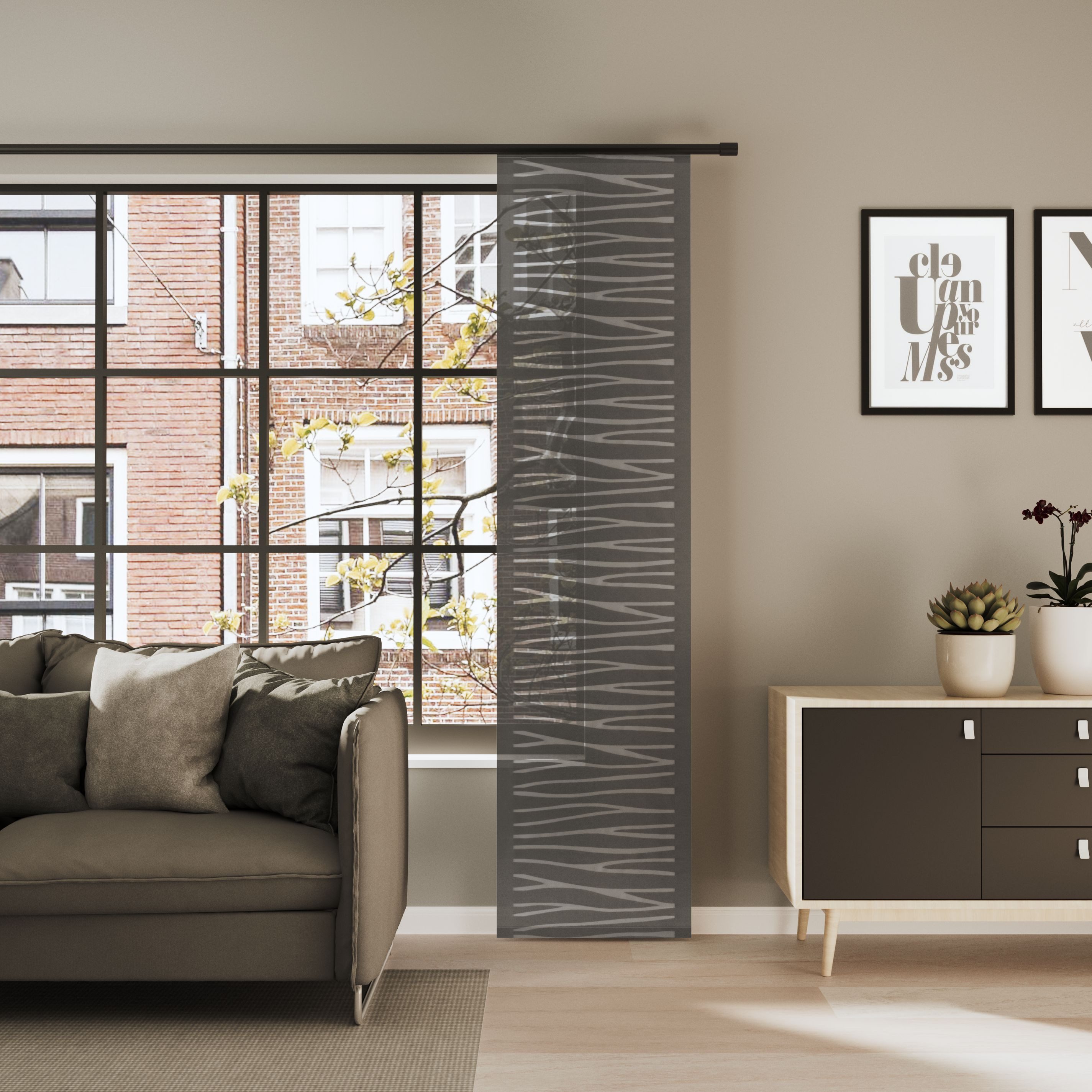 Neutex for you! Schiebegardine CIAO (1 St), Paneelwagen, halbtransparent, Buntweber mit zeitloser quer verlaufenden Musterung