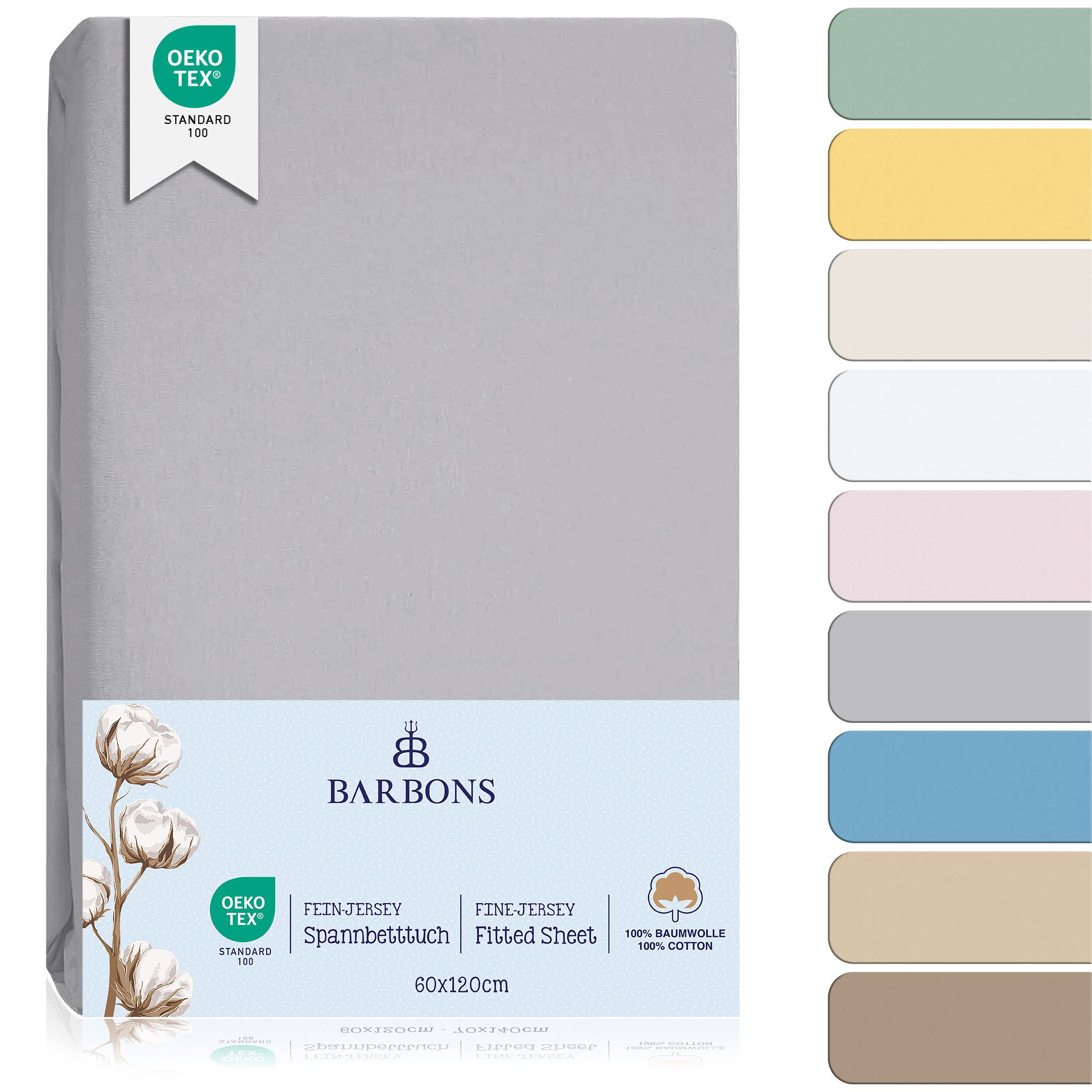 BARBONS Spannbettlaken 60x120 für Baby, Jersey günstig online kaufen