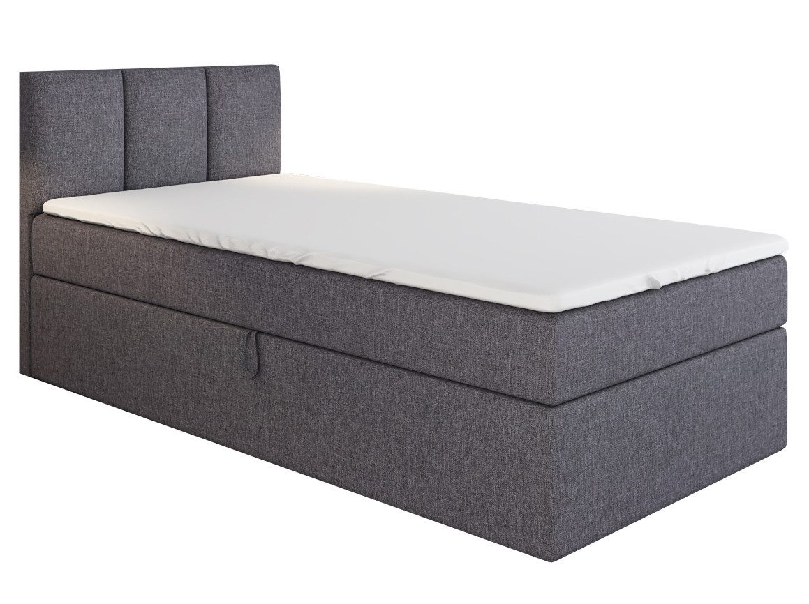 A&J MöbelLand GmbH Boxspringbett Einzelbett NASI mit Bettkasten, Topper und gepolstertem Kopfteil. (Boxspringbett mit Bettkasten und gepolstertem Kopfteil. Inclusive Topper !, TOP ANGEBOT), Länge 208 cm Höhe 106 cm