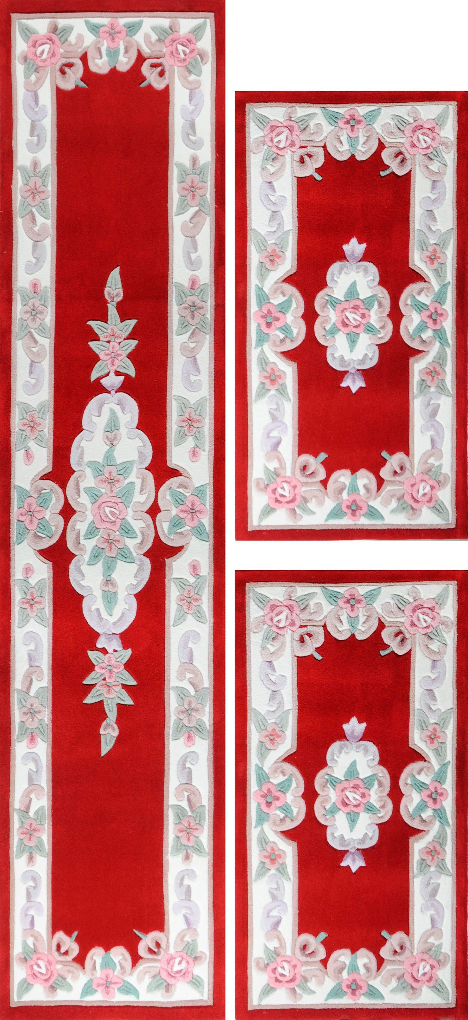 THEKO Bettumrandung Ming, Höhe 14 mm, (3-tlg), Bettvorleger, Läufer-Set, Pastell-Farben, florales Design