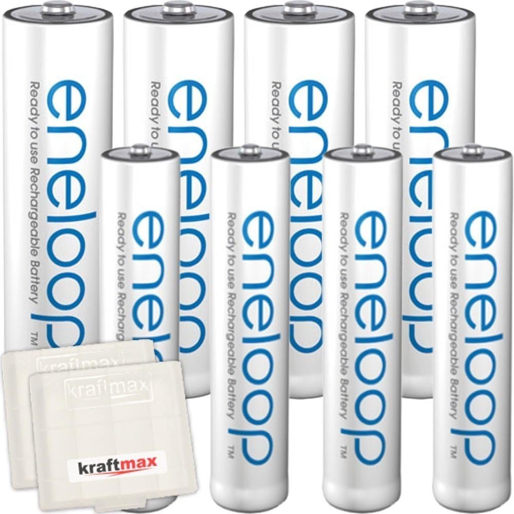 kraftmax 8er Kombipack Panasonic Eneloop Аккумуляторы 4 AA, 4 AAA in Kraftmax Akkubox Akku (1 St)