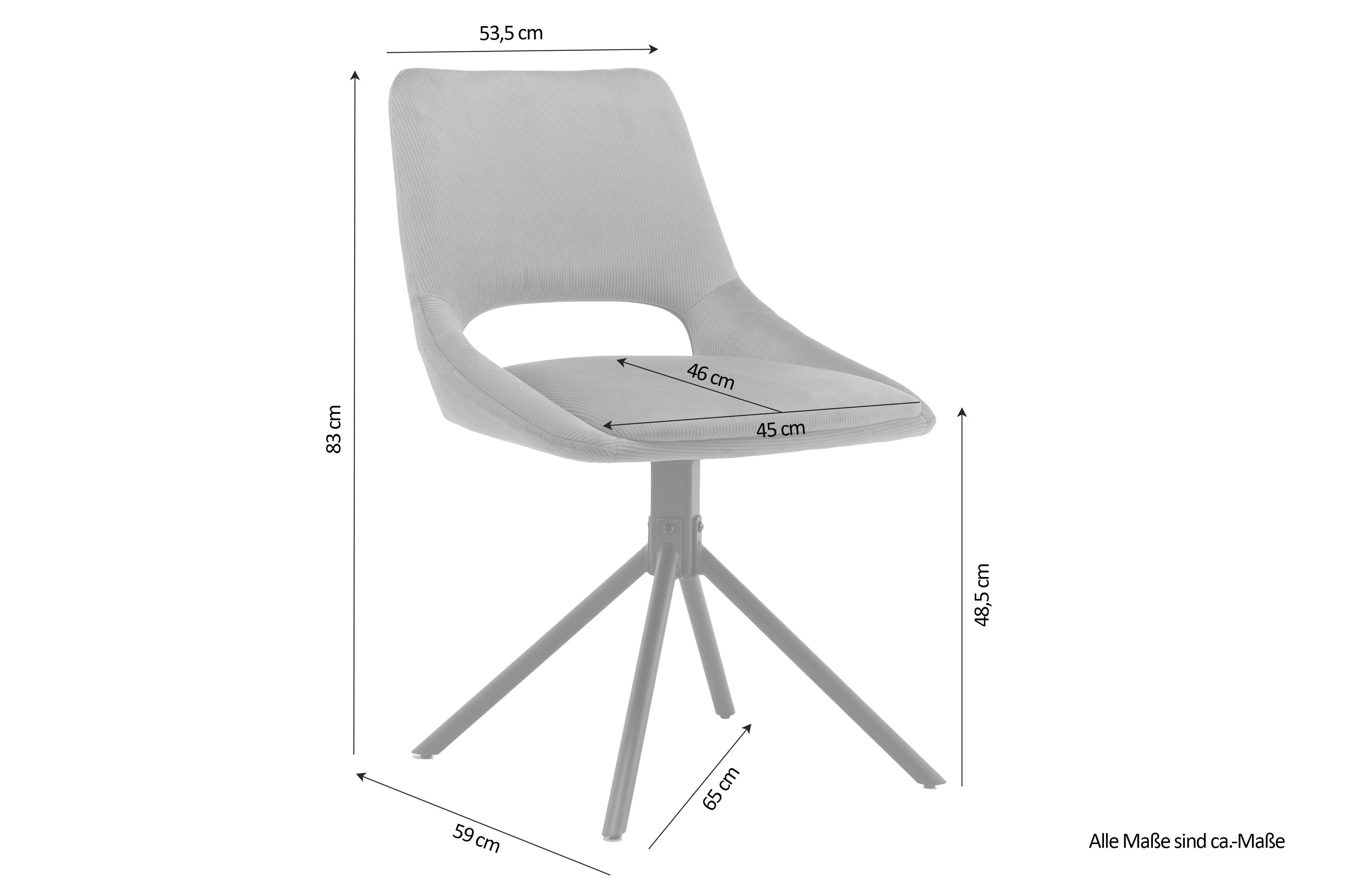 ELLA (2er-Set), 360° Beine Esszimmerstuhl aus Metall, Sitzschale, verschiedenen in byLIVING Stoffen drehbare