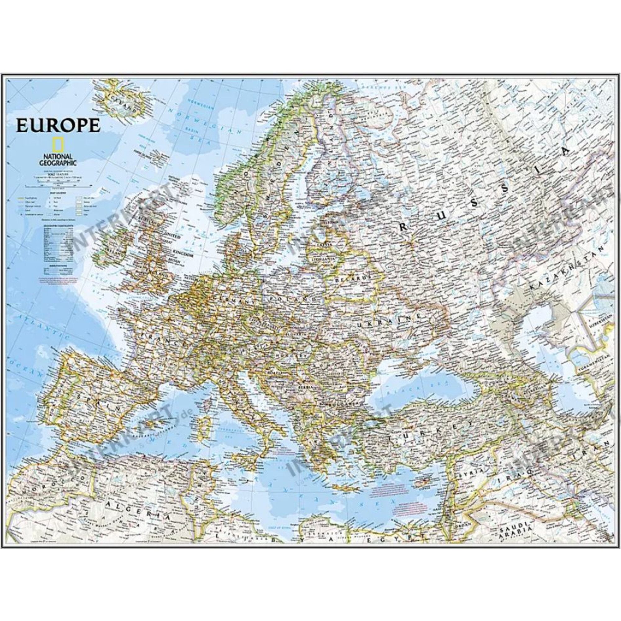 NATIONAL GEOGRAPHIC Wandbild National Geographic Kontinentkarte Europa politisch 76 x 61 cm