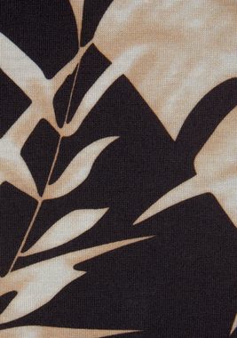 Vivance Midikleid mit Blätterdruck und Schlitz, figurbetontes Sommerkleid, Strandkleid