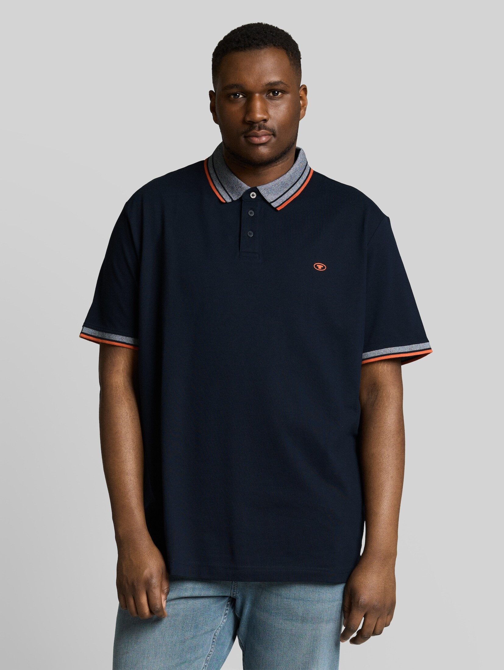 TOM TAILOR PLUS Poloshirt Poloshirts Plus Size - Piqué Poloshirt mit Logo-Print
