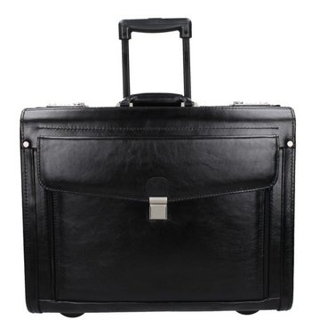 Dermata Business-Trolley - Piloten-Koffer aus Vollrindleder - 45,5 x 37 x 23 cm