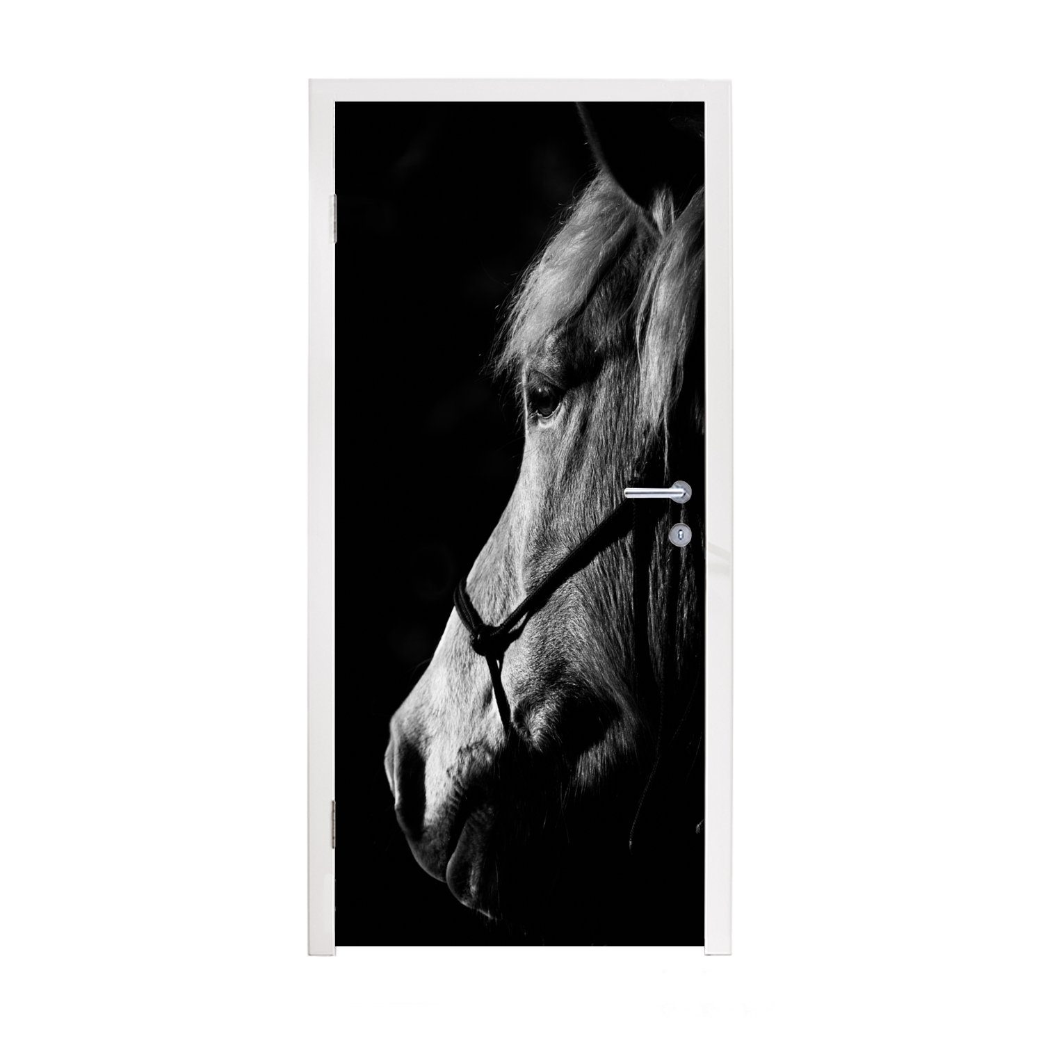 MuchoWow Türtapete Pferd - Halfter - Leicht, Matt, bedruckt, (1 St), Fototapete für Tür, Türaufkleber, 75x205 cm