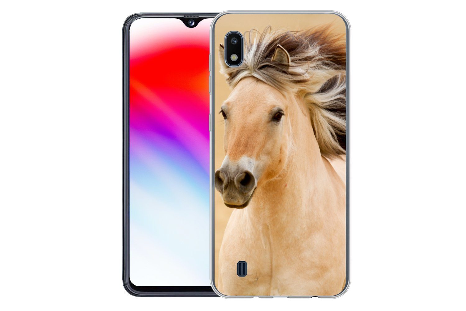 MuchoWow Handyhülle für Samsung Galaxy A10 Pferde - Tiere - Mähne - Porträt, Smartphone-Bumper, Print, Handy Schutzhülle Dünn