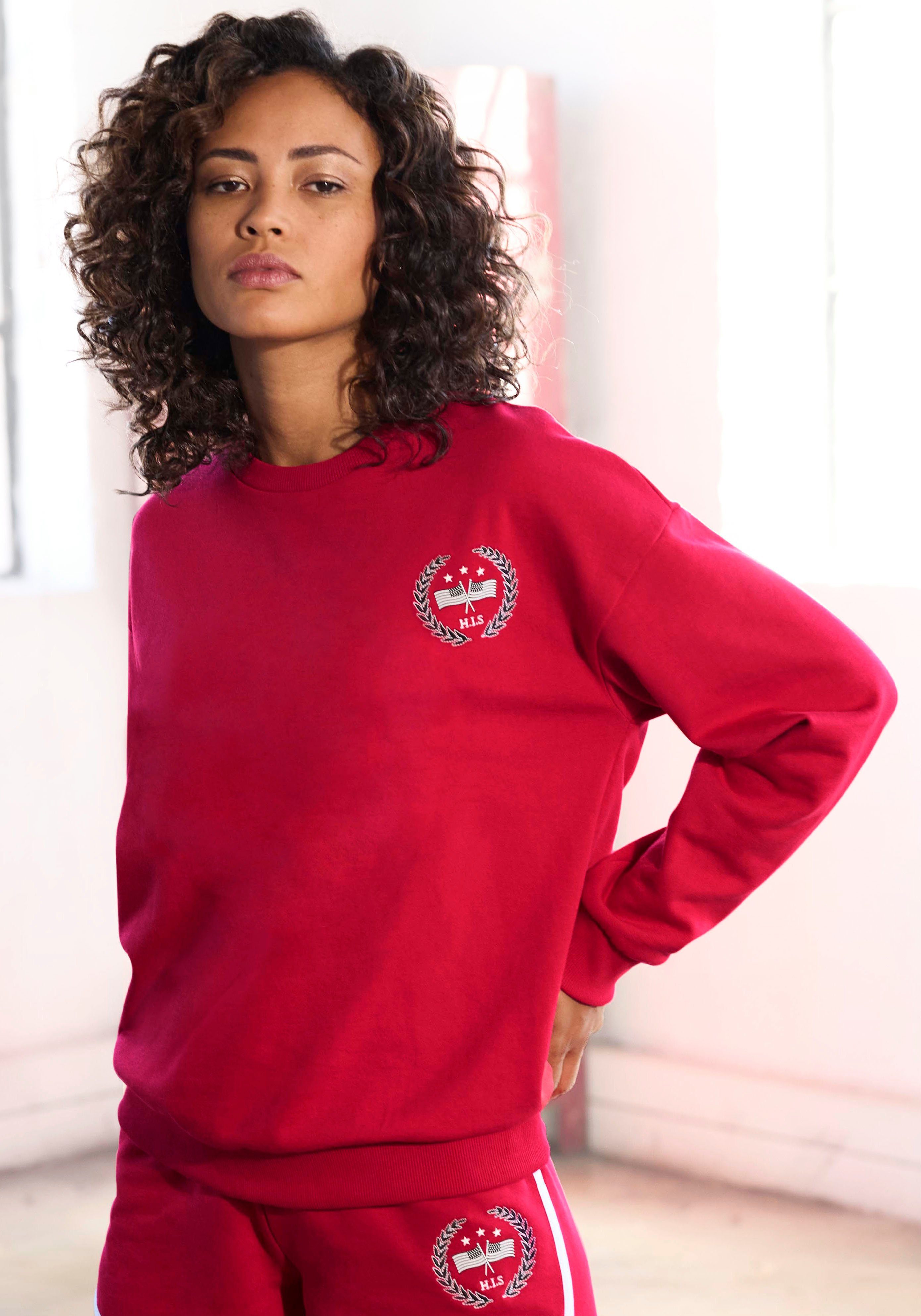 H.I.S Sweatshirt (1-tlg) mit trendigem Logo-Druck, Loungeanzug rot