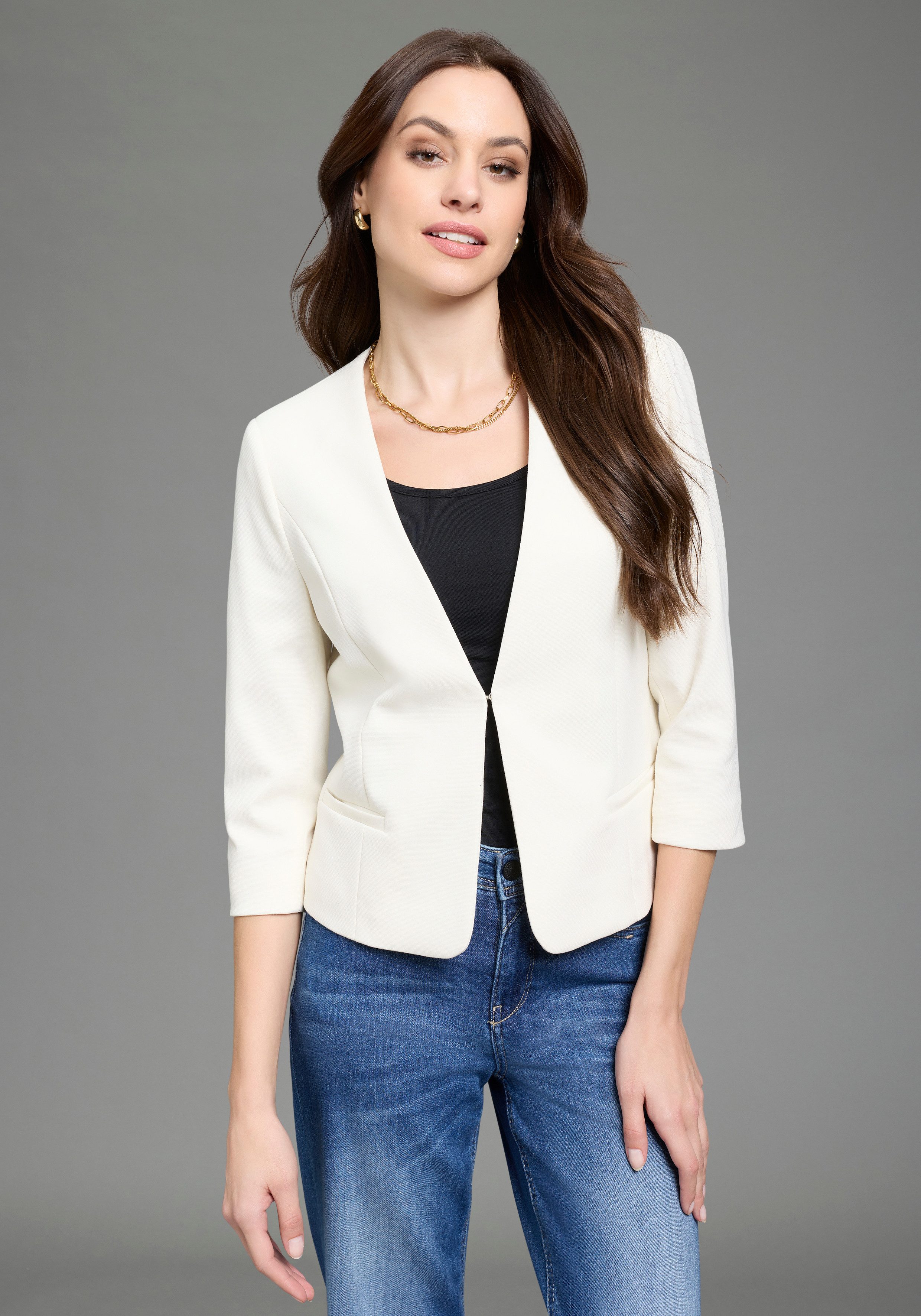 Laura Scott Kurzblazer aus elastischer Jerseyware, mit Hakenverschluss